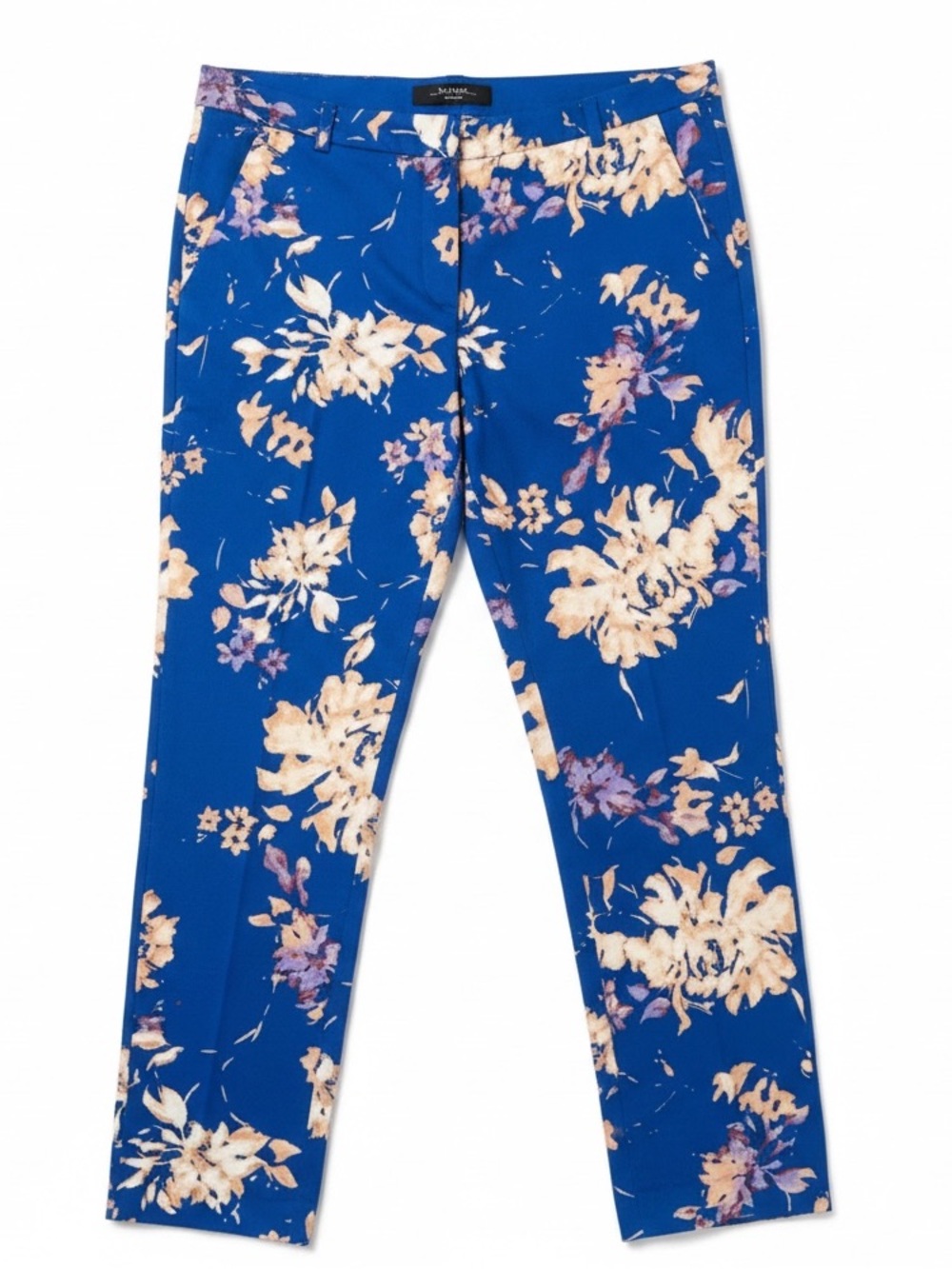 Weekend MaxMara Vibrant Blue Floral Straight-Leg Pants